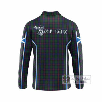 Urquhart Tartan Crest Long Sleeve Polo Shirt Scotland Coat of Arm Flag Style