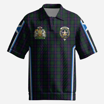 Urquhart Tartan Crest Men’s Polo Sweater Top Scotland Coat of Arm Flag Style