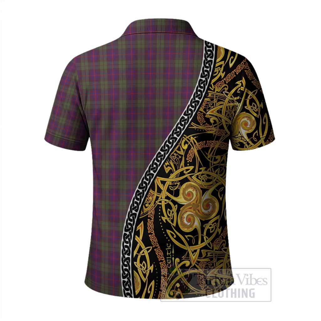 Urquhart Tartan Crest Polo Shirt Celtic Knot and Triple Trickle Spiral Symbols