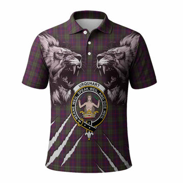 Urquhart Tartan Crest Polo Shirt Ferocious Lion Style