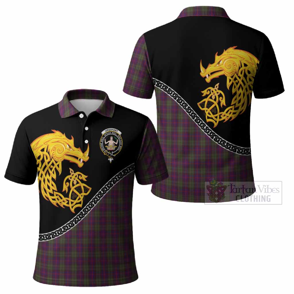 Urquhart Tartan Crest Polo Shirt Legendary Dragon Knot Half Style