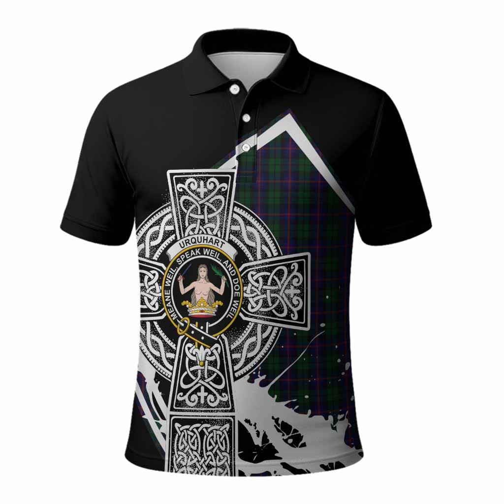 Urquhart Tartan Crest Polo Shirt Scottish Celtic Cross Heritage Kid - Tartan Vibes Clothing