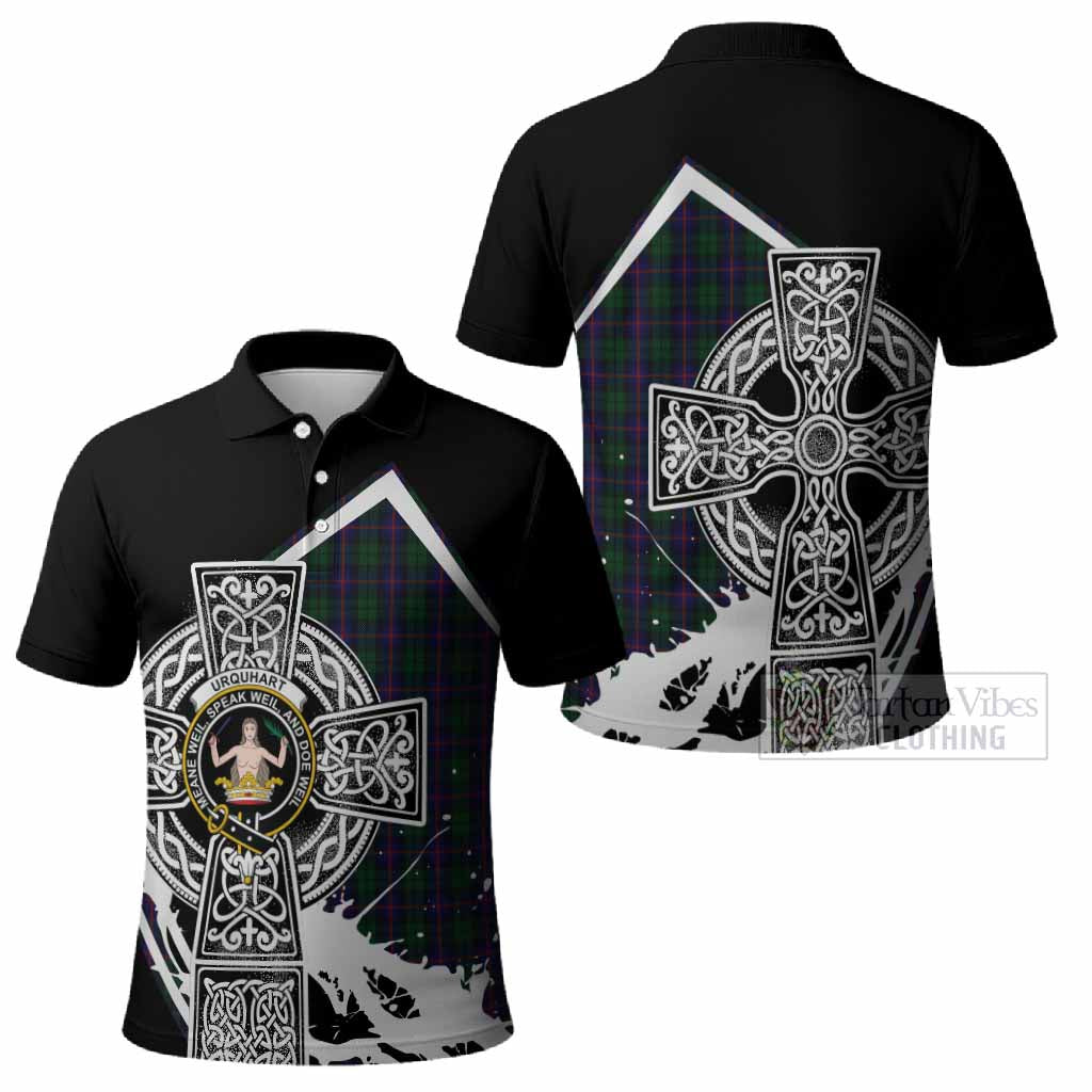 Urquhart Tartan Crest Polo Shirt Scottish Celtic Cross Heritage - Tartan Vibes Clothing