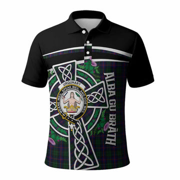Urquhart Tartan Crest Polo Shirt Scottish Thistle Celtic Cross Alba Gu Brath