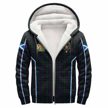Urquhart Tartan Crest Sherpa Hoodie Scotland Coat of Arm Flag Style