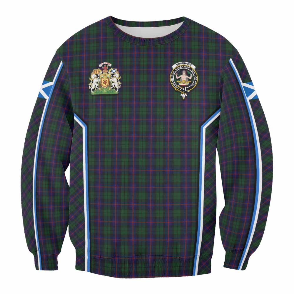 Urquhart Tartan Crest Sweatshirt Scotland Coat of Arm Flag Style - Tartan Vibes Clothing