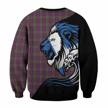 Urquhart Tartan Crest Sweatshirt Scottish Golden Lions Wave Flow