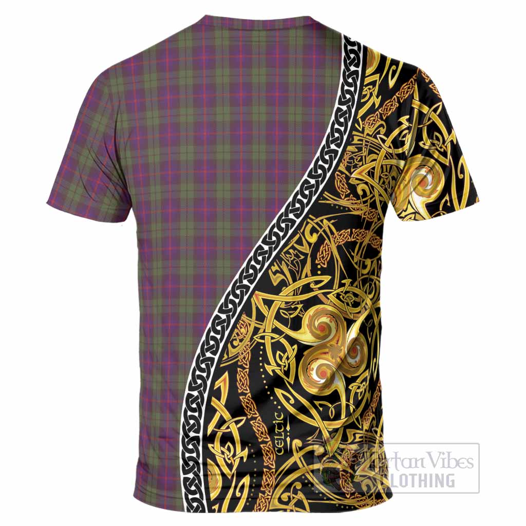 Urquhart Tartan Crest T-Shirt Celtic Knot and Triple Trickle Spiral Symbols