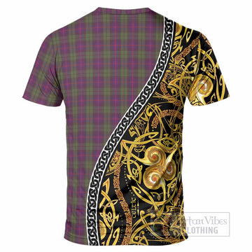 Urquhart Tartan Crest T-Shirt Celtic Knot and Triple Trickle Spiral Symbols