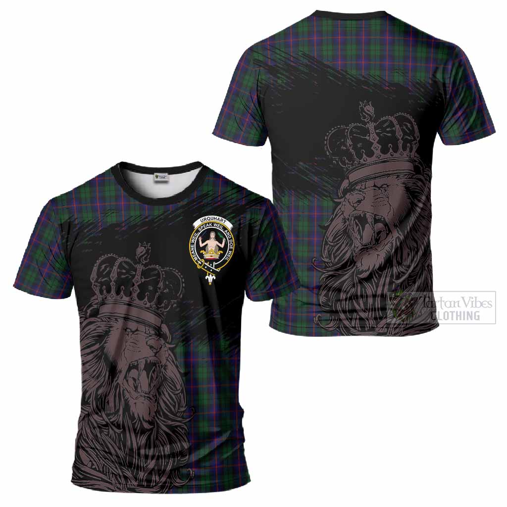 Urquhart Tartan Crest T-Shirt Crowned Lion Heritage Style