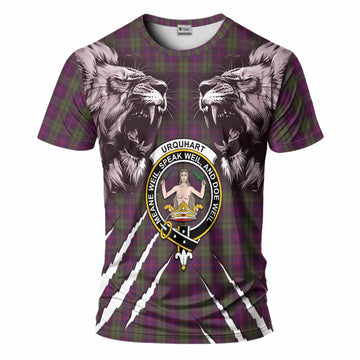Urquhart Tartan Crest T-Shirt Ferocious Lion Style