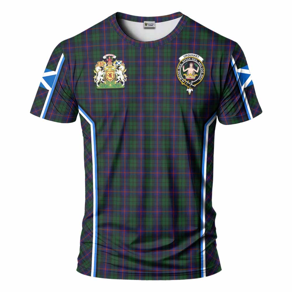 Urquhart Tartan Crest T-shirt Scotland Coat of Arm Flag Style - Tartan Vibes Clothing