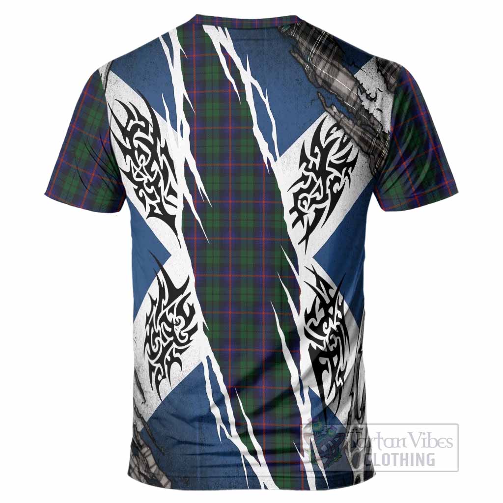 Urquhart Tartan Crest T-Shirt Scotland Flag Ripped Tribal Design