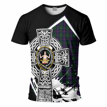 Urquhart Tartan Crest T-Shirt Scottish Celtic Cross Heritage