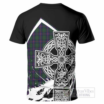 Urquhart Tartan Crest T-Shirt Scottish Celtic Cross Heritage