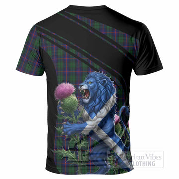 Urquhart Tartan Crest T-Shirt Scottish Lion Rampant Thistle