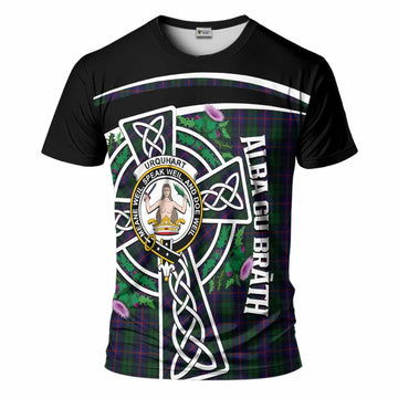 Urquhart Tartan Crest T-Shirt Scottish Thistle Celtic Cross Alba Gu Brath