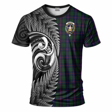 Urquhart Tartan Crest T-Shirt With New Zealand Silver Fern Maori Koru
