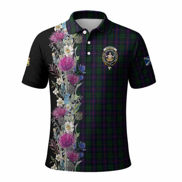 Urquhart Tartan Crest Thistle Floral Polo Shirt Kid - Tartan Vibes Clothing
