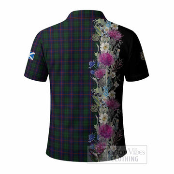 Urquhart Tartan Crest Thistle Floral Polo Shirt - Tartan Vibes Clothing