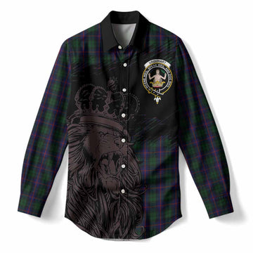 Urquhart Tartan Crest Women Casual Shirt Crowned Lion Heritage Style