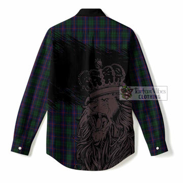 Urquhart Tartan Crest Women Casual Shirt Crowned Lion Heritage Style
