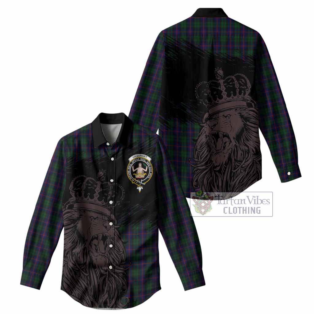 Urquhart Tartan Crest Women Casual Shirt Crowned Lion Heritage Style
