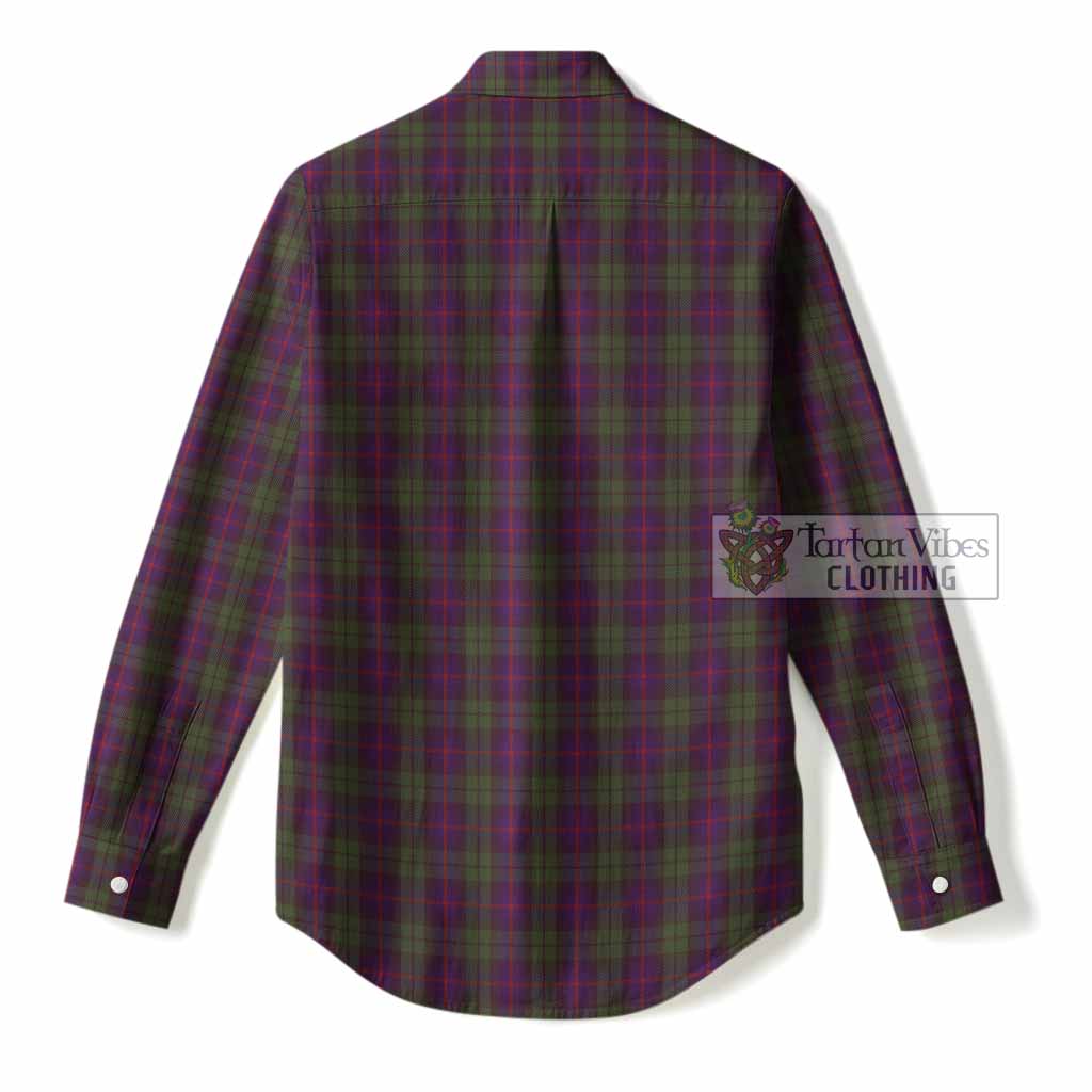 Urquhart Tartan Crest Women Casual Shirt Ferocious Lion Style