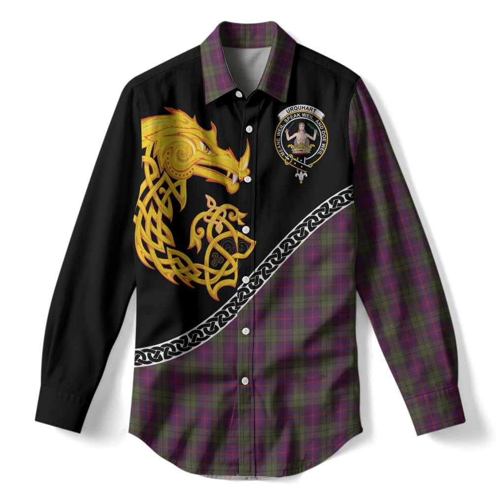 Urquhart Tartan Crest Women Casual Shirt Legendary Dragon Knot Half Style