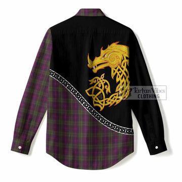 Urquhart Tartan Crest Women Casual Shirt Legendary Dragon Knot Half Style