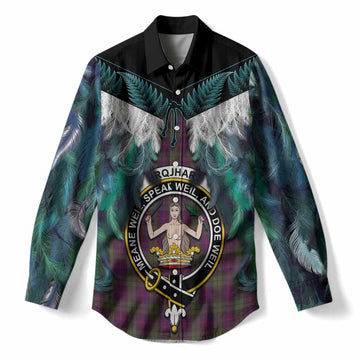 Urquhart Tartan Crest Women Casual Shirt New Zealand Maori Korowai Cloak