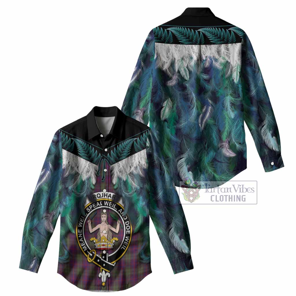 Urquhart Tartan Crest Women Casual Shirt New Zealand Maori Korowai Cloak