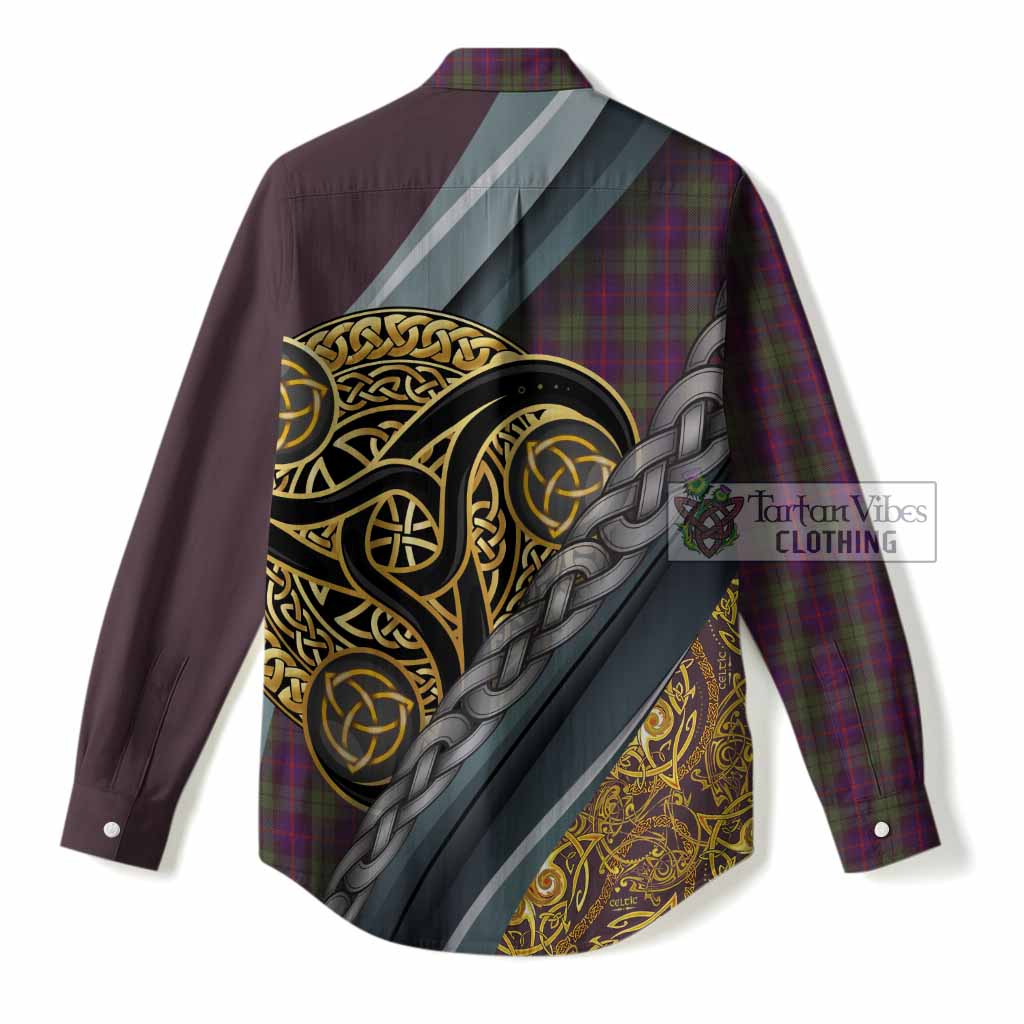 Urquhart Tartan Crest Women Casual Shirt Scottish Triskele Celtic