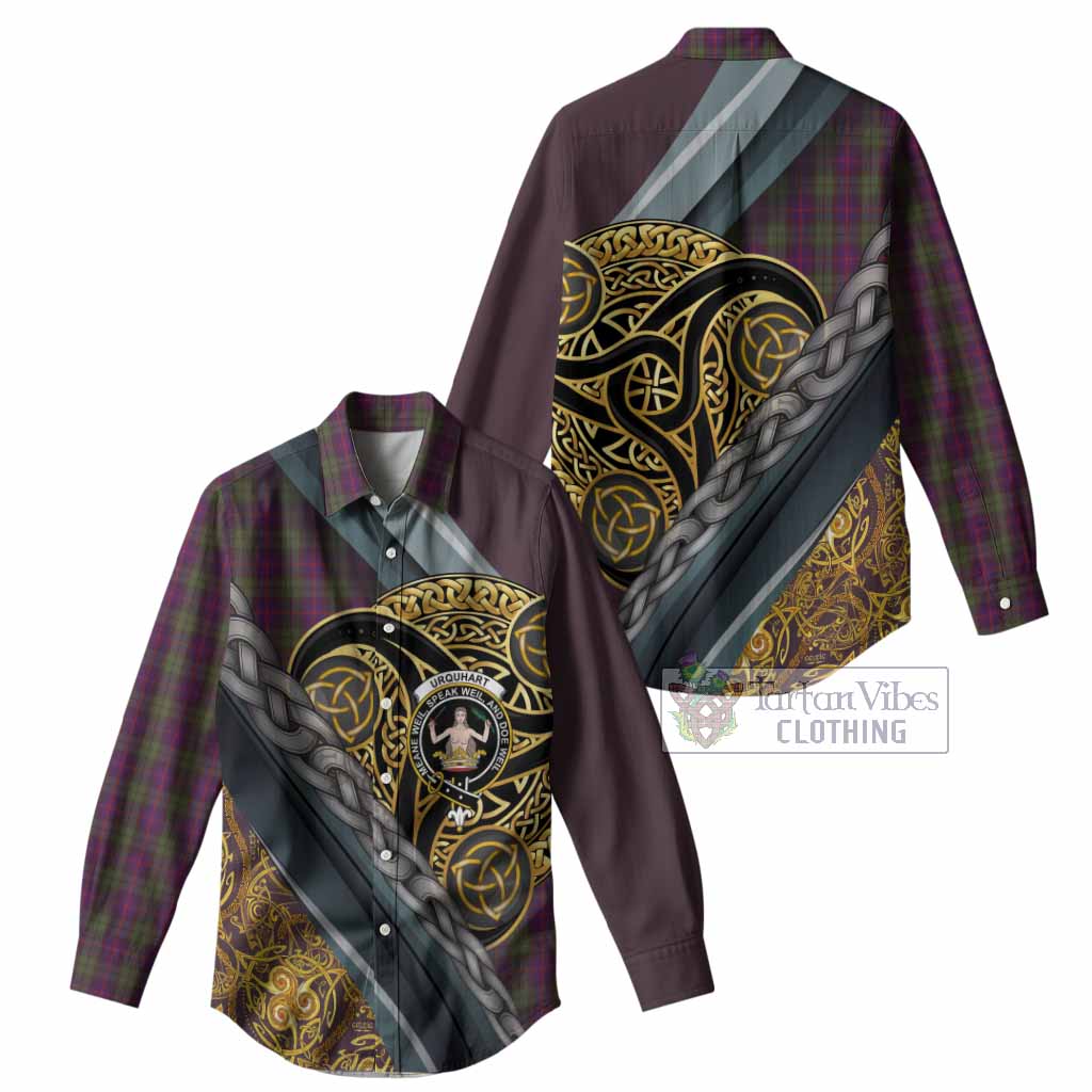 Urquhart Tartan Crest Women Casual Shirt Scottish Triskele Celtic