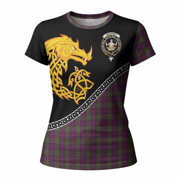 Urquhart Tartan Crest Women T shirt Legendary Dragon Knot Half Style