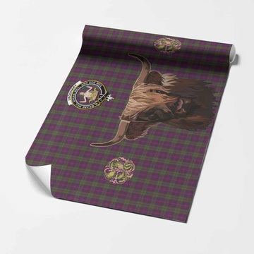 Urquhart Tartan Crest Wrapping Paper Scotland Heilan Coo Tartan Seamless Style
