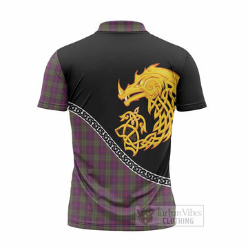 Urquhart Tartan Crest Zipper Polo Shirt Legendary Dragon Knot Half Style