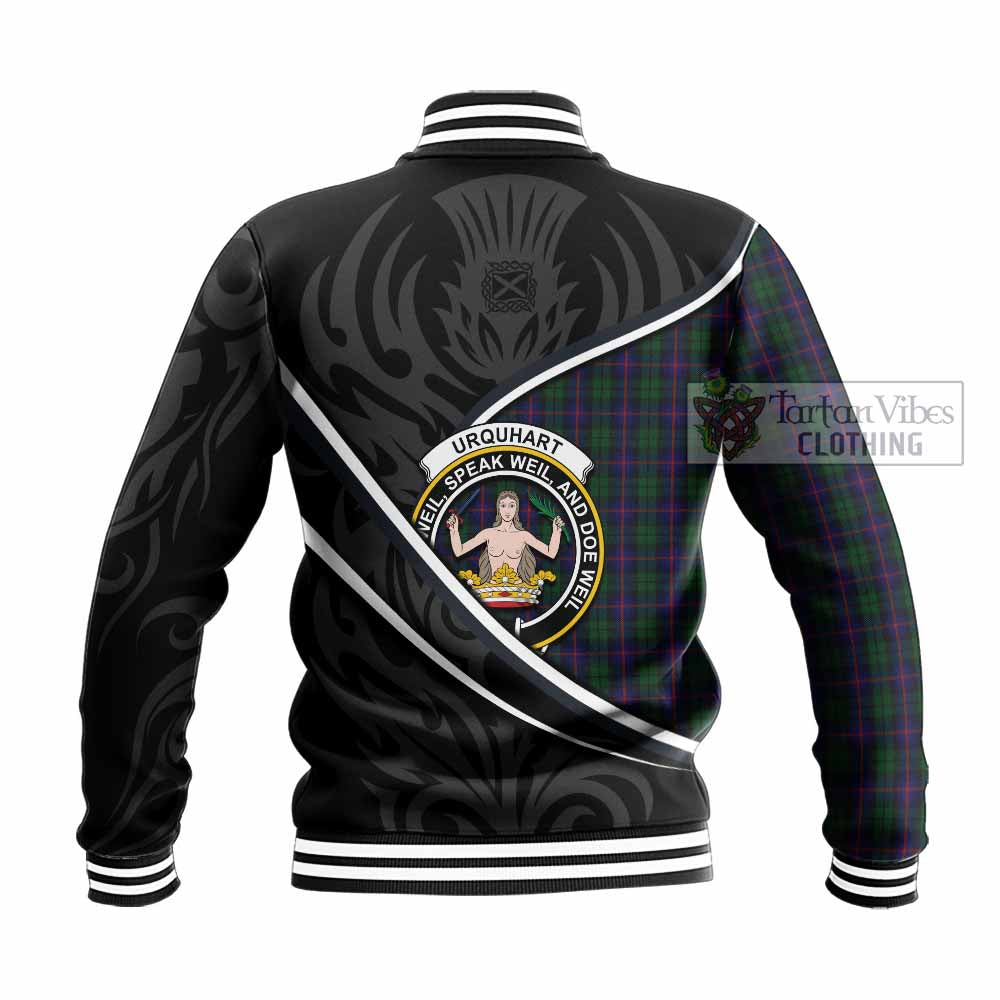 Urquhart Tartan Family Crest Baseball Jacket Celtic Scottish Thistle Floral - Tartan Vibes Clothing