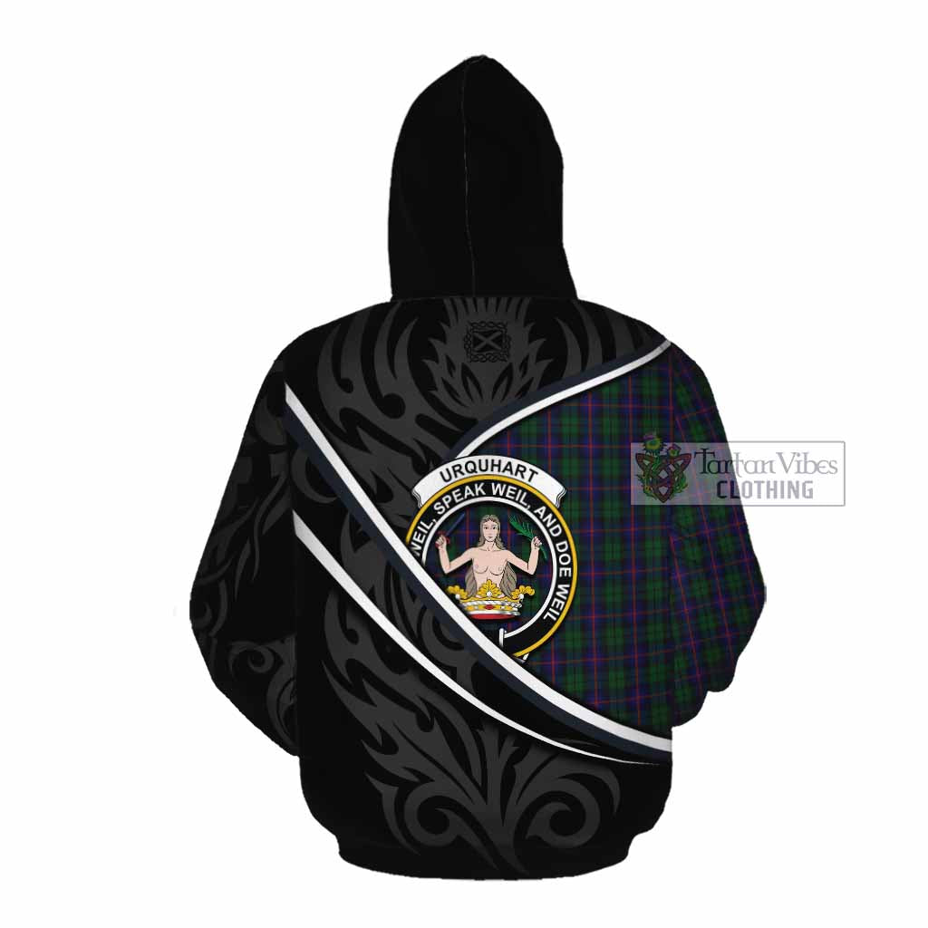 Urquhart Tartan Family Crest Cotton Hoodie Celtic Scottish Thistle Floral - Tartan Vibes Clothing