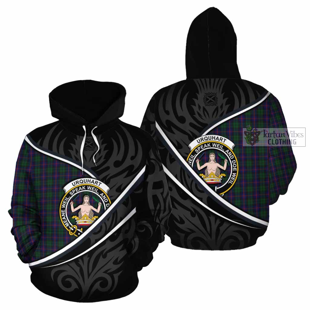 Urquhart Tartan Family Crest Cotton Hoodie Celtic Scottish Thistle Floral - Tartan Vibes Clothing