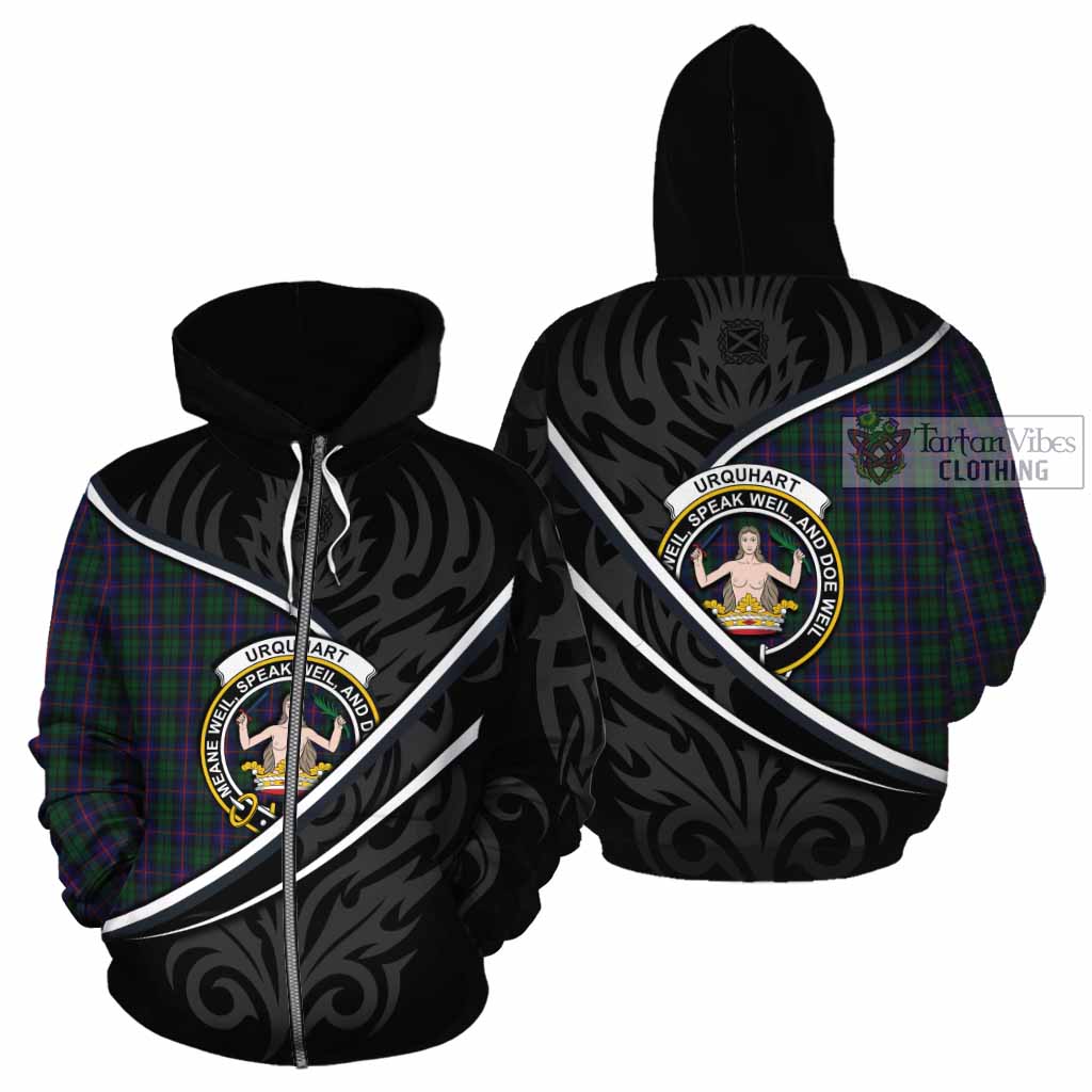 Urquhart Tartan Family Crest Cotton Hoodie Celtic Scottish Thistle Floral - Tartan Vibes Clothing