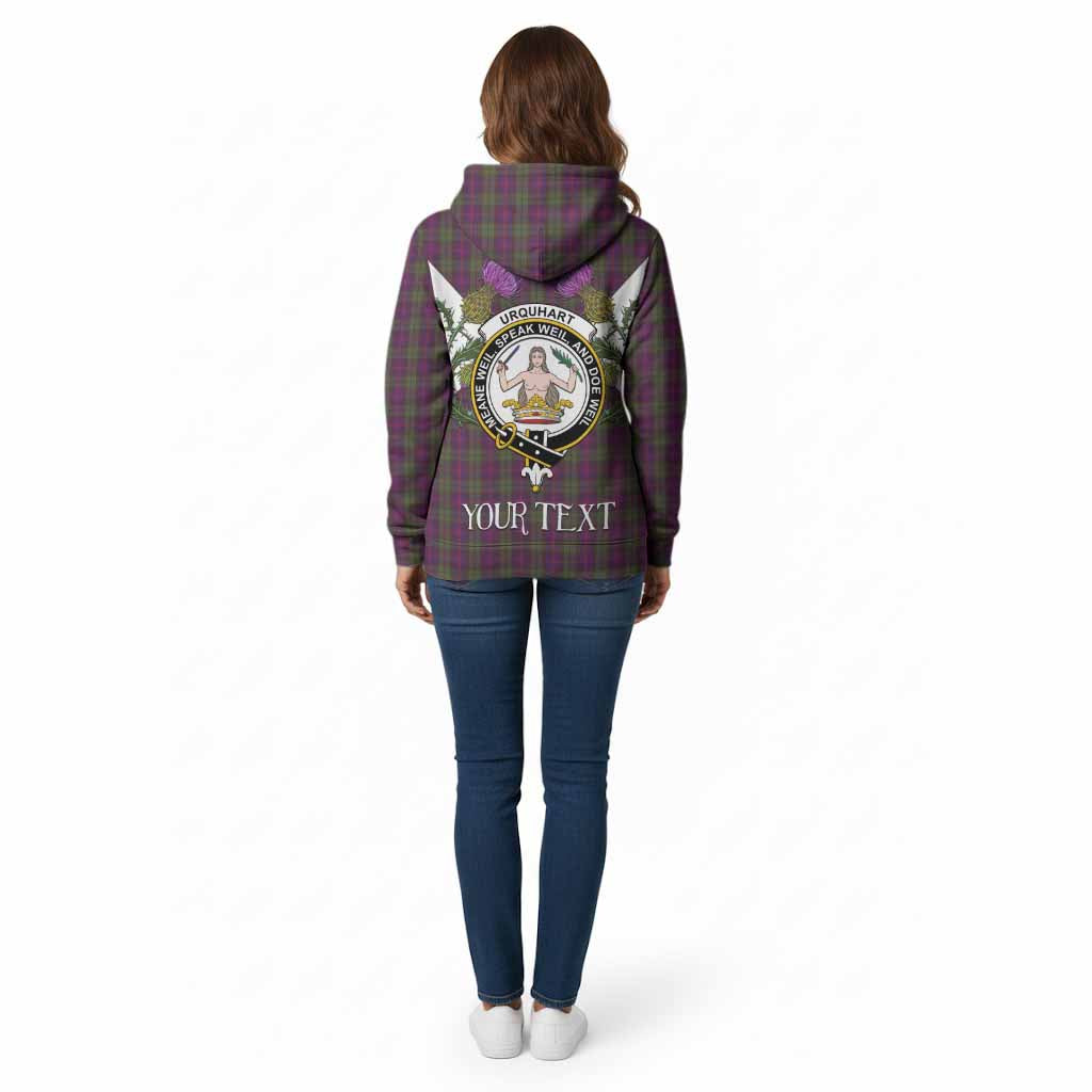 Urquhart Tartan Family Crest Cotton Hoodie Scottish Burns Night Thistle Floral