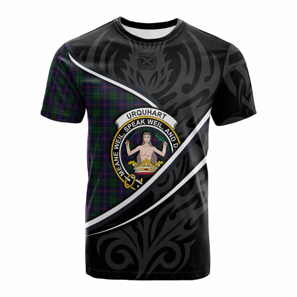 Urquhart Tartan Family Crest Cotton T-shirt Celtic Scottish Thistle Floral - Tartan Vibes Clothing