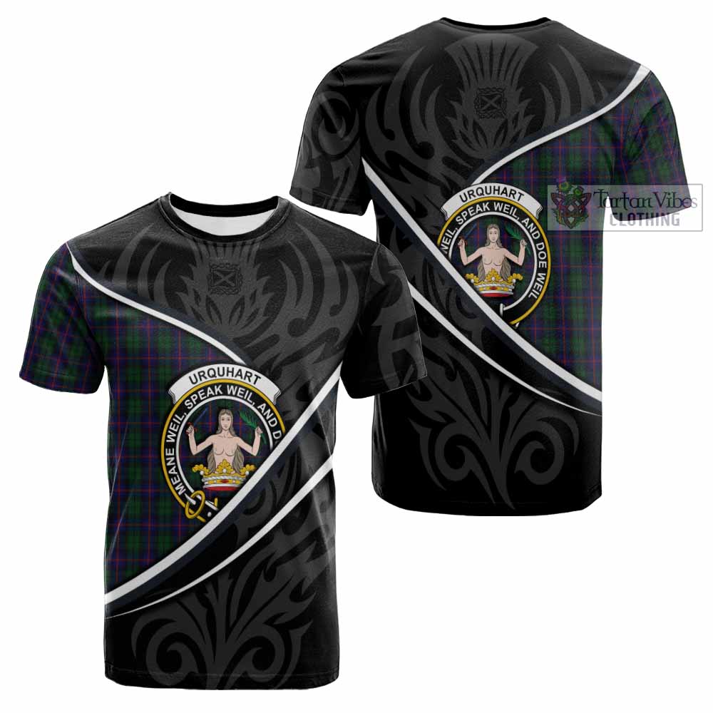 Urquhart Tartan Family Crest Cotton T-shirt Celtic Scottish Thistle Floral - Tartan Vibes Clothing