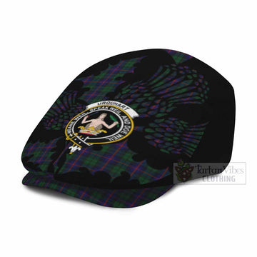 Urquhart Tartan Family Crest Flat Cap, Jeff Cap Scotland Thistle Floral