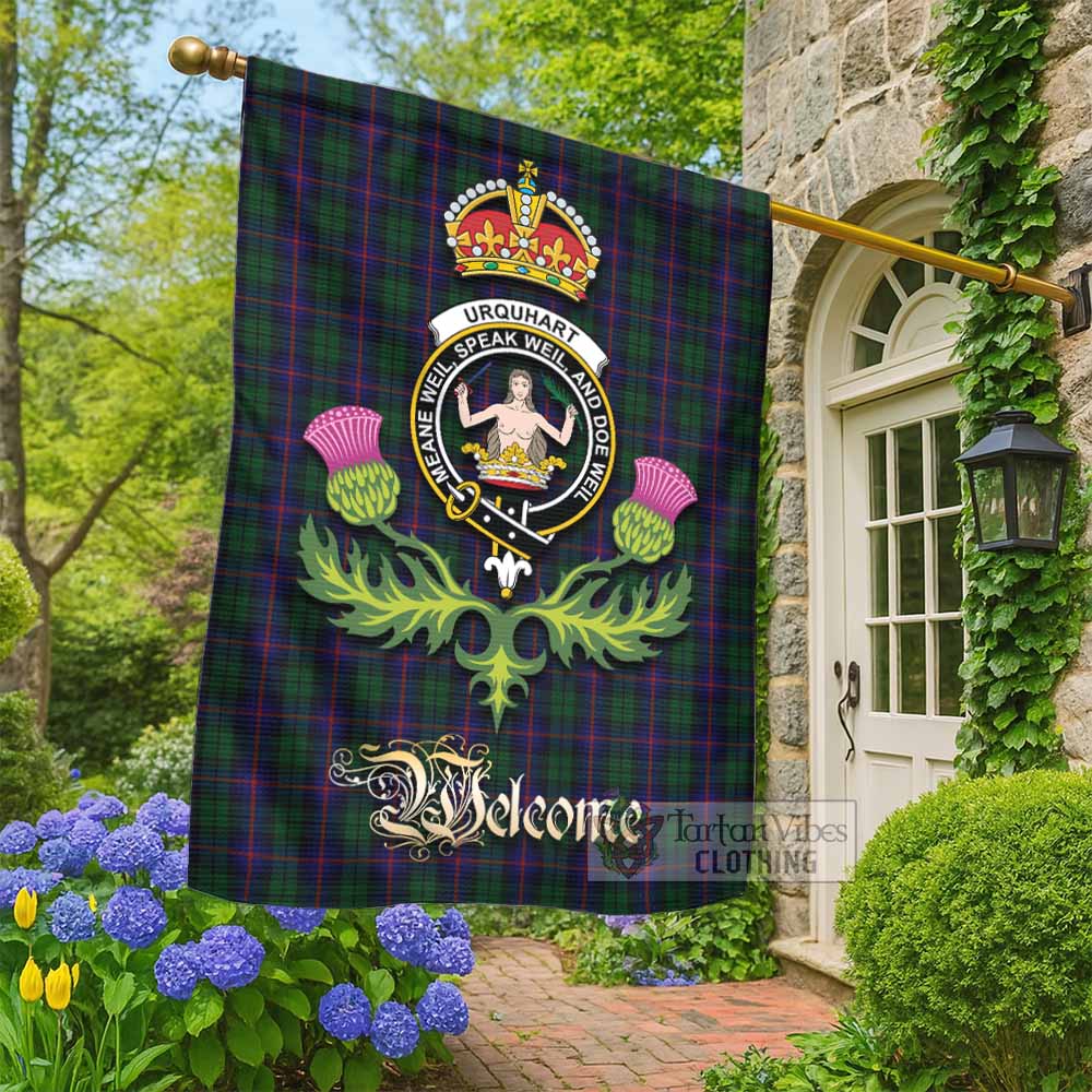 Urquhart Tartan Family Crest Garden Flag Royal Thistle Welcome Style - Tartan Vibes Clothing