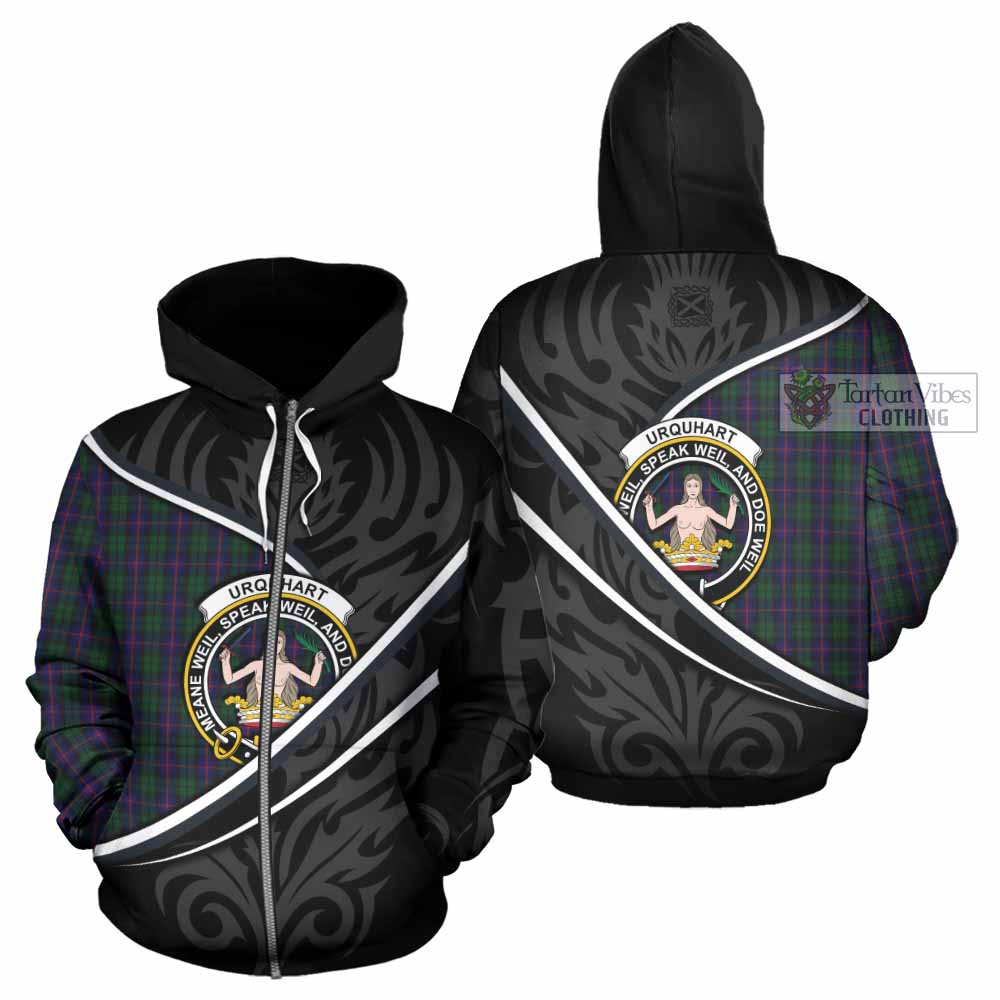 Urquhart Tartan Family Crest Hoodie Celtic Scottish Thistle Floral - Tartan Vibes Clothing