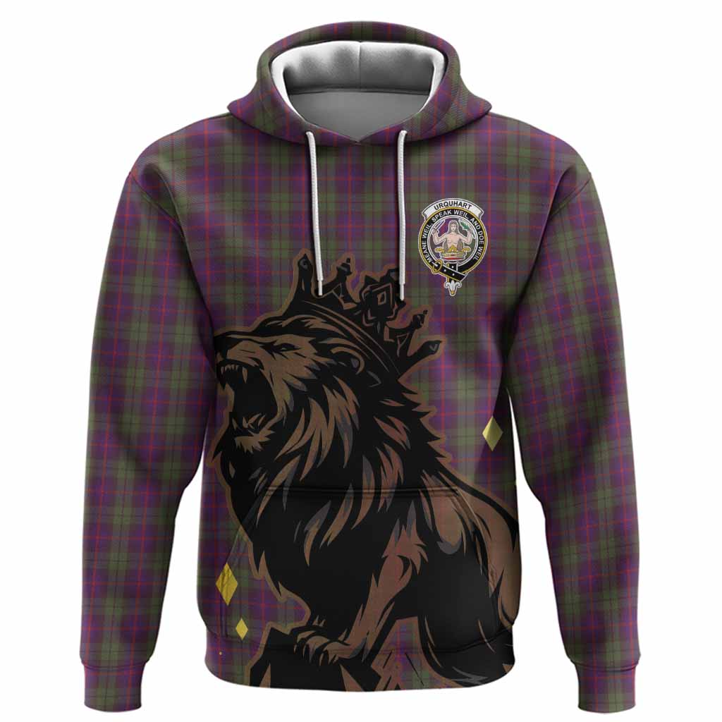 Urquhart Tartan Family Crest Hoodie Crowned Lion Roaring