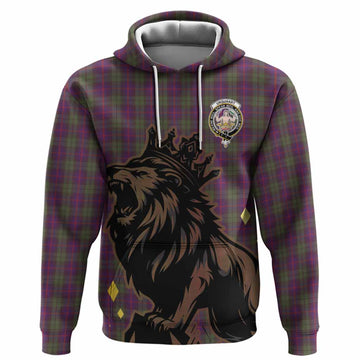 Urquhart Tartan Family Crest Hoodie Crowned Lion Roaring