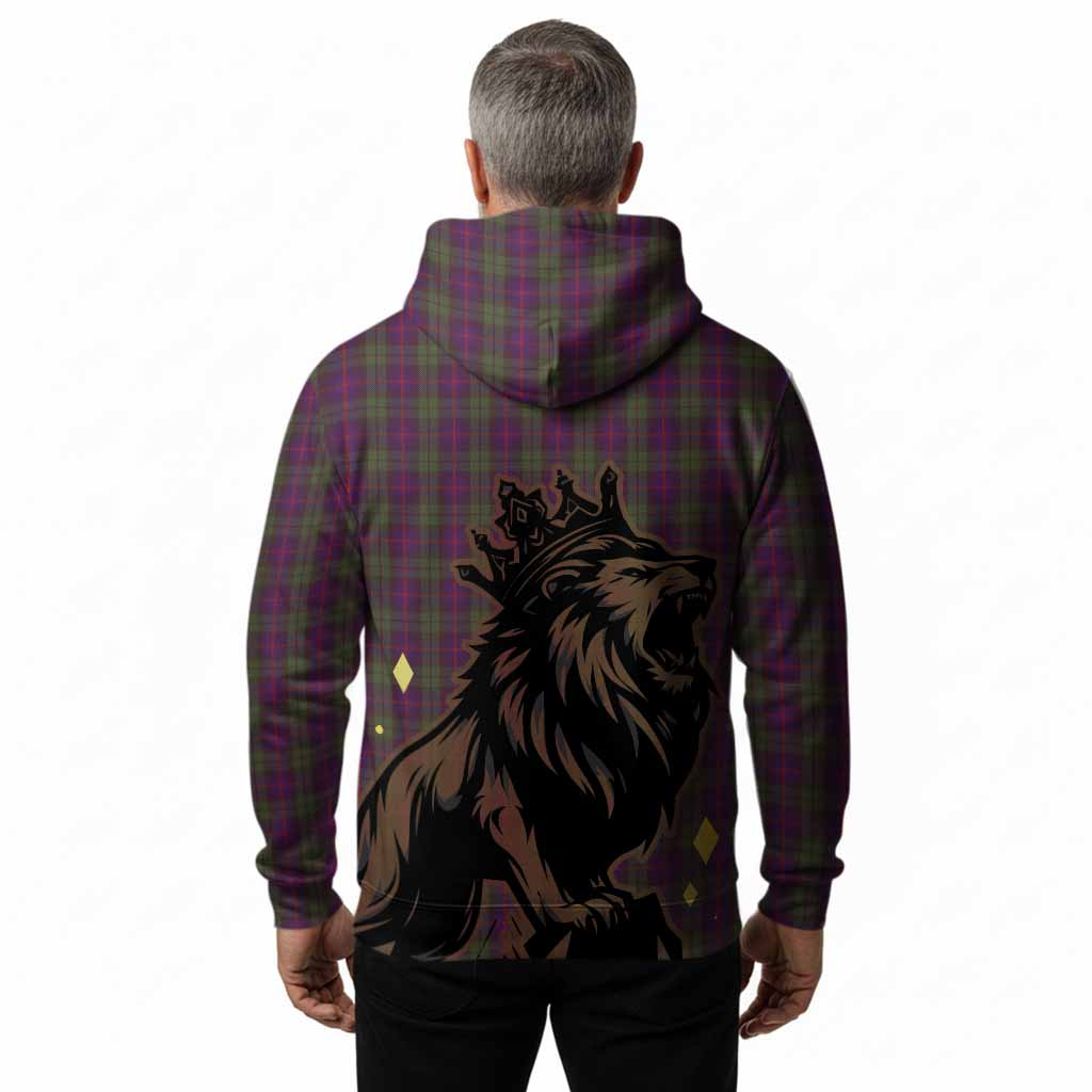 Urquhart Tartan Family Crest Hoodie Crowned Lion Roaring